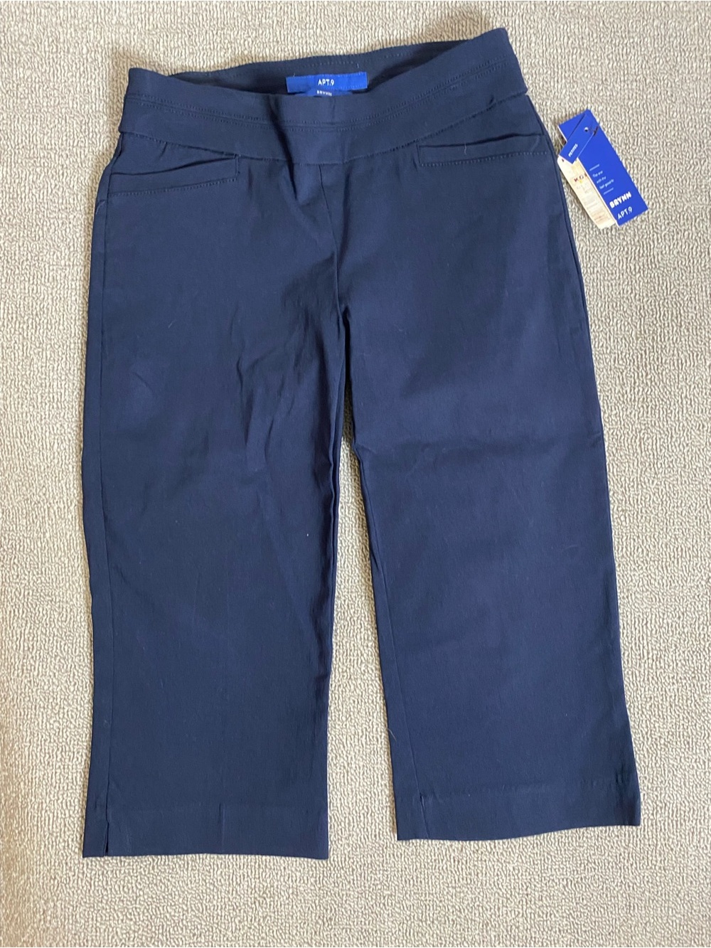 Apt. 9 Brynn Navy Mid Rise Pull On Stretch Capri- Business Casual Office Daily